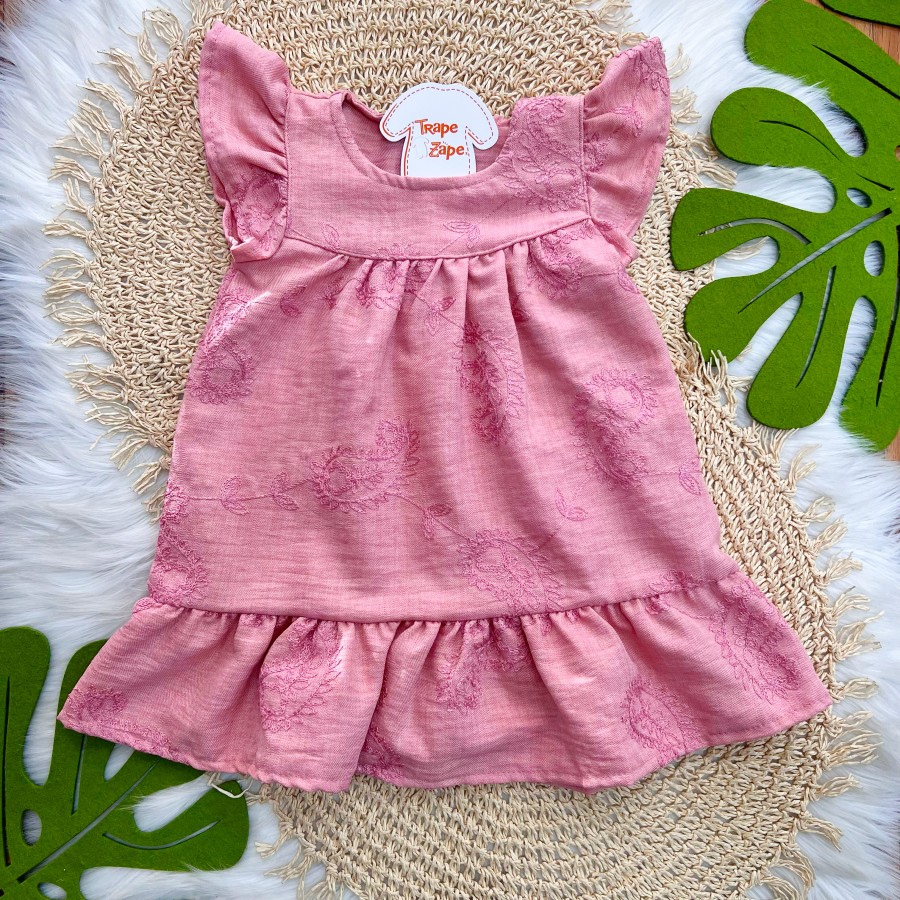 Vestido com Flores Bordadas - Rose